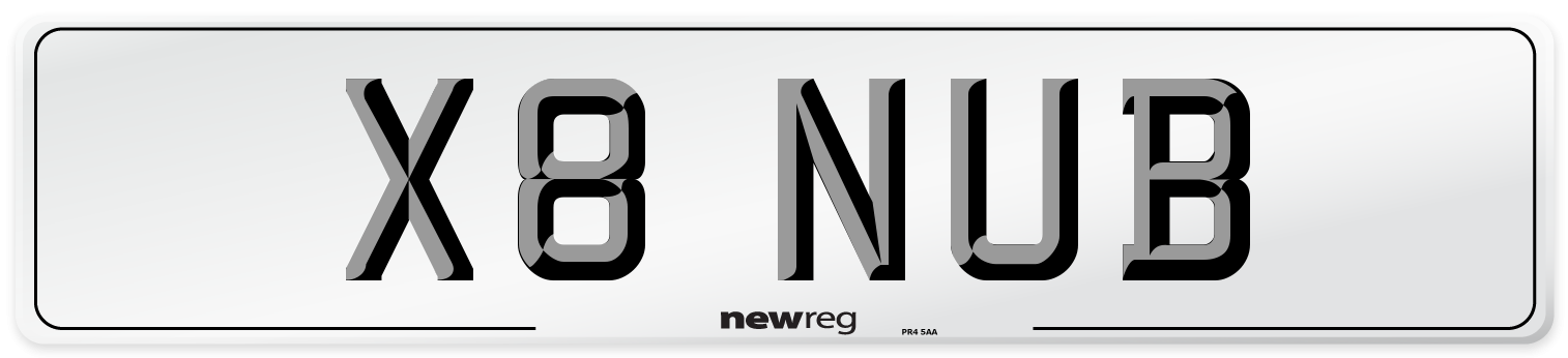 X8 NUB Number Plate from New Reg